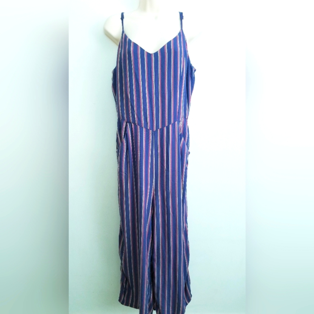 PURE Collection Striped Spaghetti Strap Wide Leg Jumpsuit